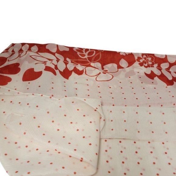 Red Polka Dots Floral Motif Womens Fashion Scarf - NWOT - Picture 4 of 7